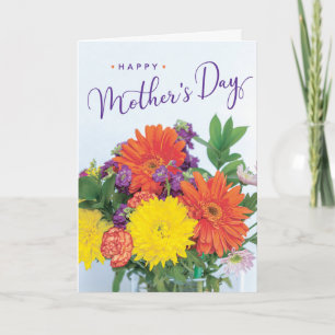 Farbenfrohe Blume Arrangement zum Muttertag Karte