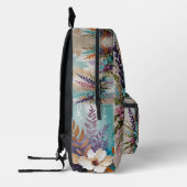 Farbenfrohe Blume auf blaubeige weiße Lavendel Bedruckter Rucksack (Links)