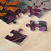 Farbenfrohe Blume auf blaubeige weiße Lavendel Puzzle (Seite)