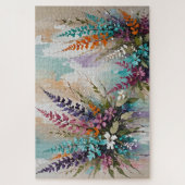 Farbenfrohe Blume auf blaubeige weiße Lavendel Puzzle (Vertikal)