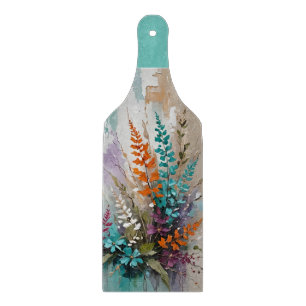 Farbenfrohe Blume auf blaubeige weiße Lavendel Schneidebrett