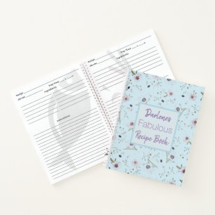 Farbenfrohe Blume auf blauem Rezept Personalisiert Notizblock