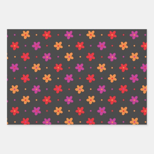 Farbenfrohe Blume auf dunklem Hintergrund Geschenkpapier Set (Vorderseite 2)