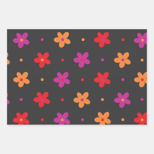 Farbenfrohe Blume auf dunklem Hintergrund Geschenkpapier Set (Vorderseite)