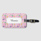 Farbenfrohe Blume auf rosa Gepäckanhänger (Vorderseite (Horizontal))