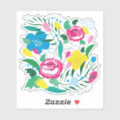 Farbenfrohe Blume. Aufkleber (Blatt)