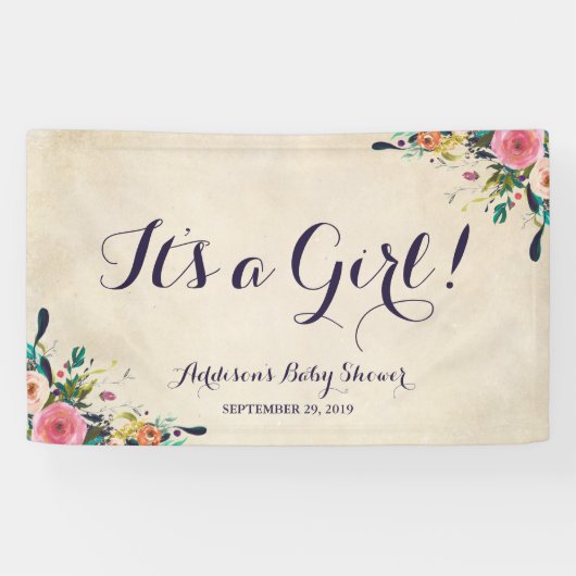 Farbenfrohe Blume Baby Duschbanner Grosses Banner (Horizontal)