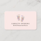 Farbenfrohe Blume Baby Footprint Logo Rosa Visitenkarte (Vorderseite)