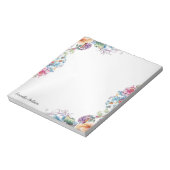 Farbenfrohe Blume Blätter rahmen Elegant Moderne Notizblock (Rotiert)