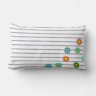 Farbenfrohe Blume Blaue Streifen Kissen Kissen Kis