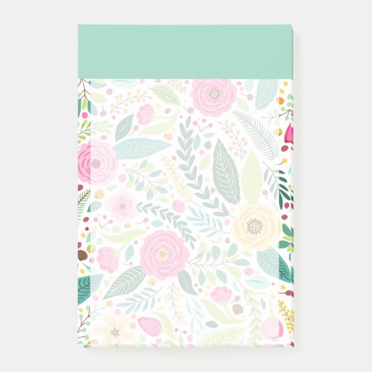Farbenfrohe Blume Blauer Himmelsfarbenblock Girl Post-it Klebezettel (Vorderseite)