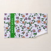 Farbenfrohe Blume, blauer Hintergrund, grün Badhandtuch Set (Handtuch)