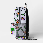 Farbenfrohe Blume, blauer Hintergrund, grün Bedruckter Rucksack (Rechts)