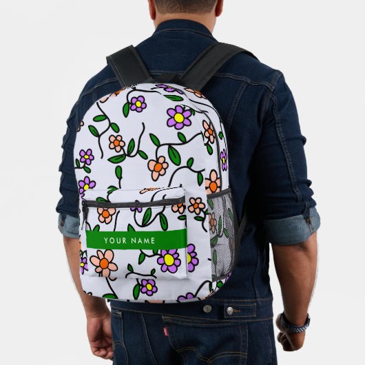 Farbenfrohe Blume, blauer Hintergrund, grün Bedruckter Rucksack (Insitu (Modell))