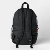 Farbenfrohe Blume, blauer Hintergrund, grün Bedruckter Rucksack (Rückseite)