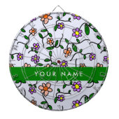 Farbenfrohe Blume, blauer Hintergrund, grün Dartscheibe (vorne)