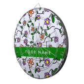 Farbenfrohe Blume, blauer Hintergrund, grün Dartscheibe (Vorderseite rechts)