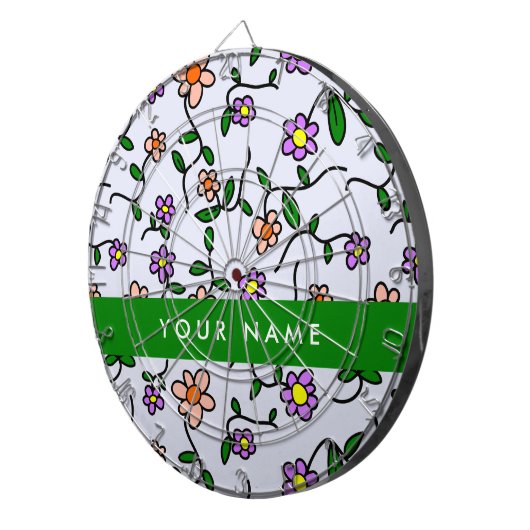 Farbenfrohe Blume, blauer Hintergrund, grün Dartscheibe (Vorderseite rechts)