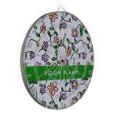 Farbenfrohe Blume, blauer Hintergrund, grün Dartscheibe (Vorderseite Links)