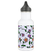 Farbenfrohe Blume, blauer Hintergrund, grün Edelstahlflasche (Links)