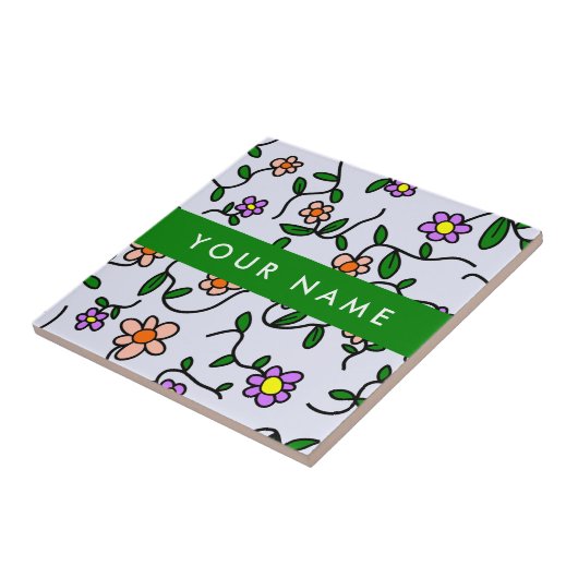 Farbenfrohe Blume, blauer Hintergrund, grün Fliese (Seite)