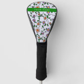 Farbenfrohe Blume, blauer Hintergrund, grün Golf Headcover (Vorderseite)