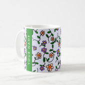 Farbenfrohe Blume, blauer Hintergrund, grün Kaffeetasse (Vorderseite Links)