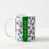 Farbenfrohe Blume, blauer Hintergrund, grün Kaffeetasse (Links)