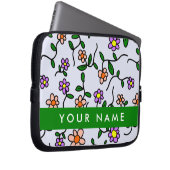 Farbenfrohe Blume, blauer Hintergrund, grün Laptopschutzhülle (Vorne Rechts)