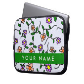 Farbenfrohe Blume, blauer Hintergrund, grün Laptopschutzhülle (Vorderseite Links)