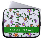 Farbenfrohe Blume, blauer Hintergrund, grün Laptopschutzhülle (Vorderseite)