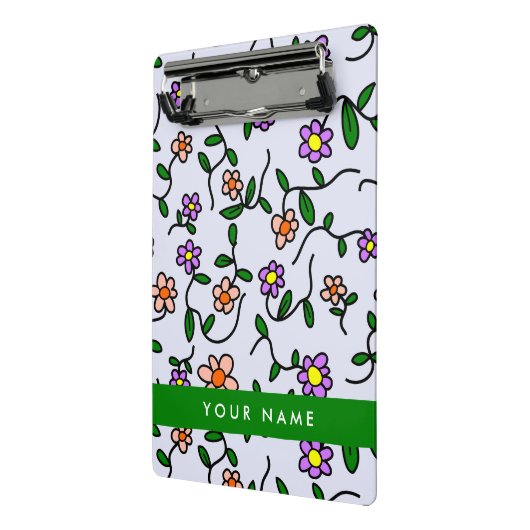 Farbenfrohe Blume, blauer Hintergrund, grün Mini Klemmbrett (Gewinkelt2)