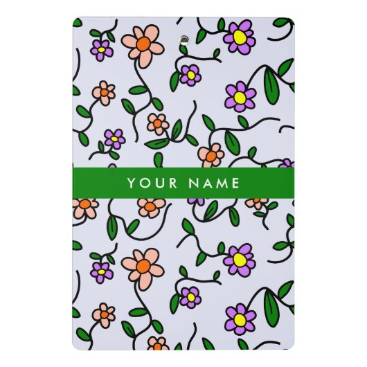 Farbenfrohe Blume, blauer Hintergrund, grün Mini Klemmbrett (Rückseite)