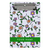 Farbenfrohe Blume, blauer Hintergrund, grün Mini Klemmbrett (Vorderseite)