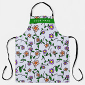 Farbenfrohe Blume, blauer Hintergrund, grün Schürze (Vorderseite)