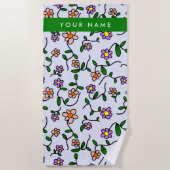 Farbenfrohe Blume, blauer Hintergrund, grün Strandtuch (Vorderseite)