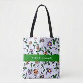 Farbenfrohe Blume, blauer Hintergrund, grün Tasche (Vorderseite)