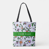 Farbenfrohe Blume, blauer Hintergrund, grün Tasche (Rückseite)