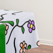Farbenfrohe Blume, blauer Hintergrund, grün Tischdecke (Beispiel)