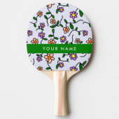 Farbenfrohe Blume, blauer Hintergrund, grün Tischtennis Schläger (Vorderseite)