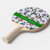 Farbenfrohe Blume, blauer Hintergrund, grün Tischtennis Schläger (Vorderseite)