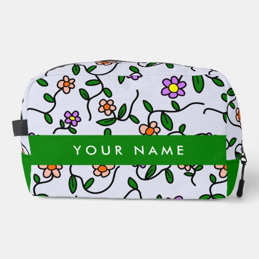 Farbenfrohe Blume, blauer Hintergrund, grün Waschbeutel (Vorderseite)