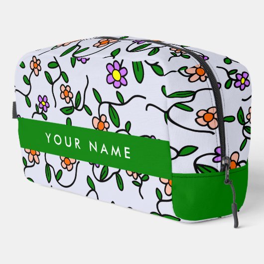 Farbenfrohe Blume, blauer Hintergrund, grün Waschbeutel (Rechte Ecke)