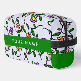 Farbenfrohe Blume, blauer Hintergrund, grün Waschbeutel