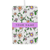 Farbenfrohe Blume, blauer Hintergrund, Lila Autolufterfrischer (Vorderseite)