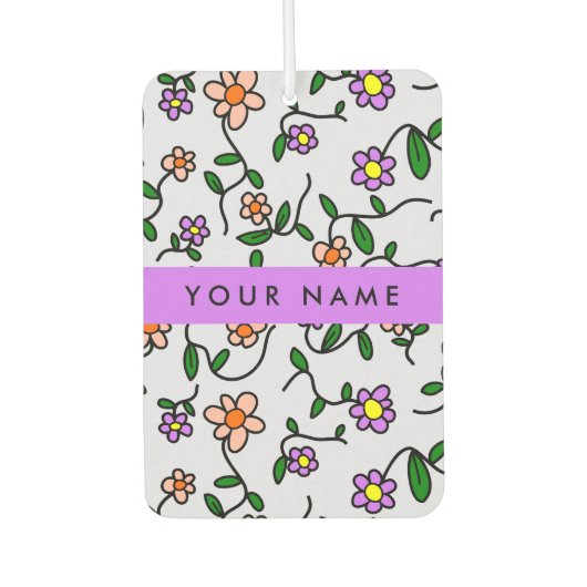 Farbenfrohe Blume, blauer Hintergrund, Lila Autolufterfrischer (Vorderseite)