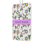 Farbenfrohe Blume, blauer Hintergrund, Lila Autolufterfrischer (Links)