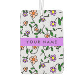 Farbenfrohe Blume, blauer Hintergrund, Lila Autolufterfrischer (Rückseite)