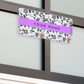 Farbenfrohe Blume, blauer Hintergrund, Lila Banner (Äußeres Gebäude)