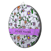 Farbenfrohe Blume, blauer Hintergrund, Lila Dartscheibe (Vorderseite rechts)